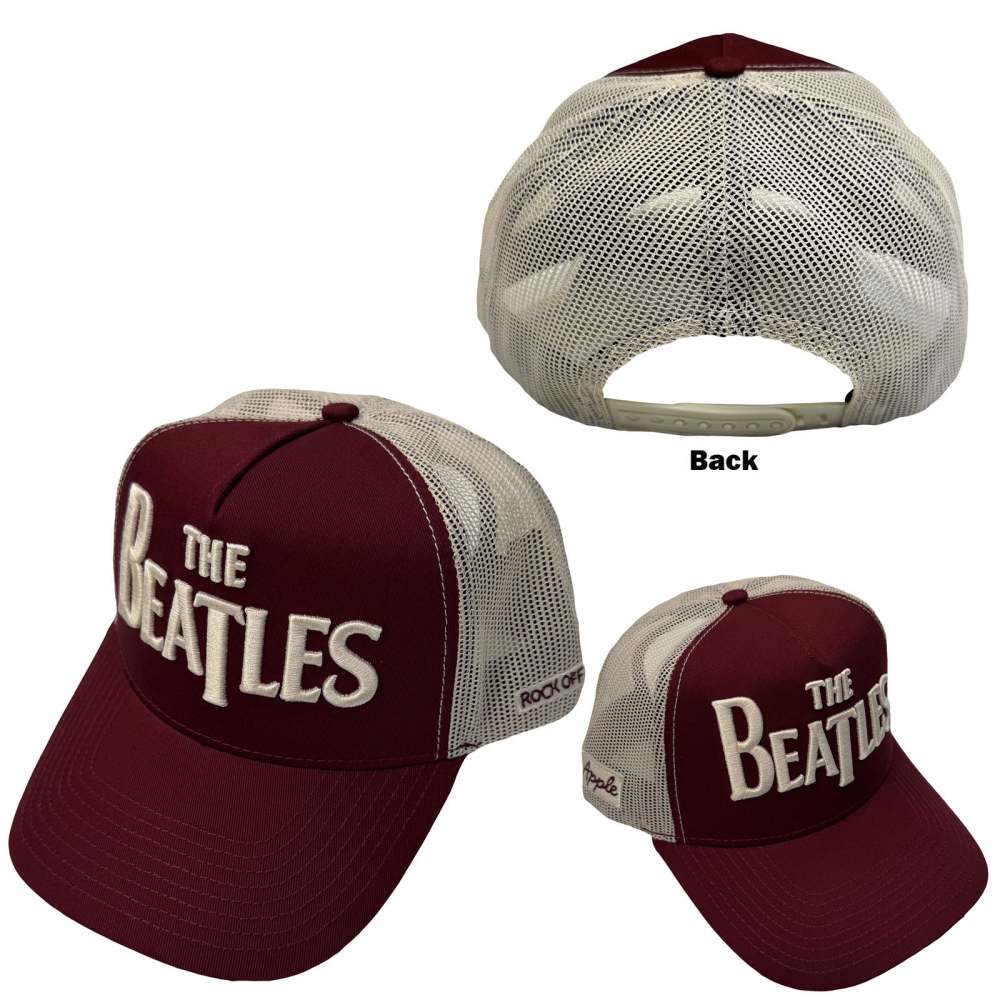 The Beatles - Drop T Logo & Apple Trucker cap - Red/Cream